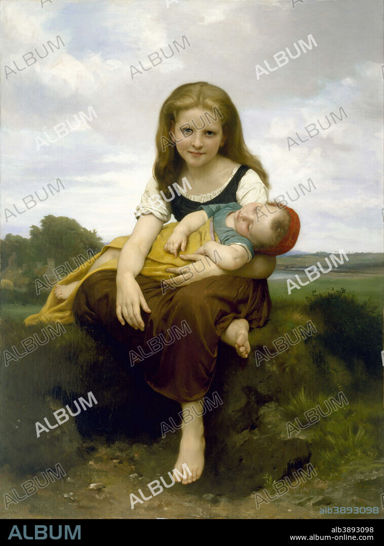 WILLIAM-ADOLPHE BOUGUEREAU. The Elder Sister. Date/Period: 1869. Painting. Oil on canvas. Height: 1,301.75 mm (51.25 in); Width: 971.55 mm (38.25 in).