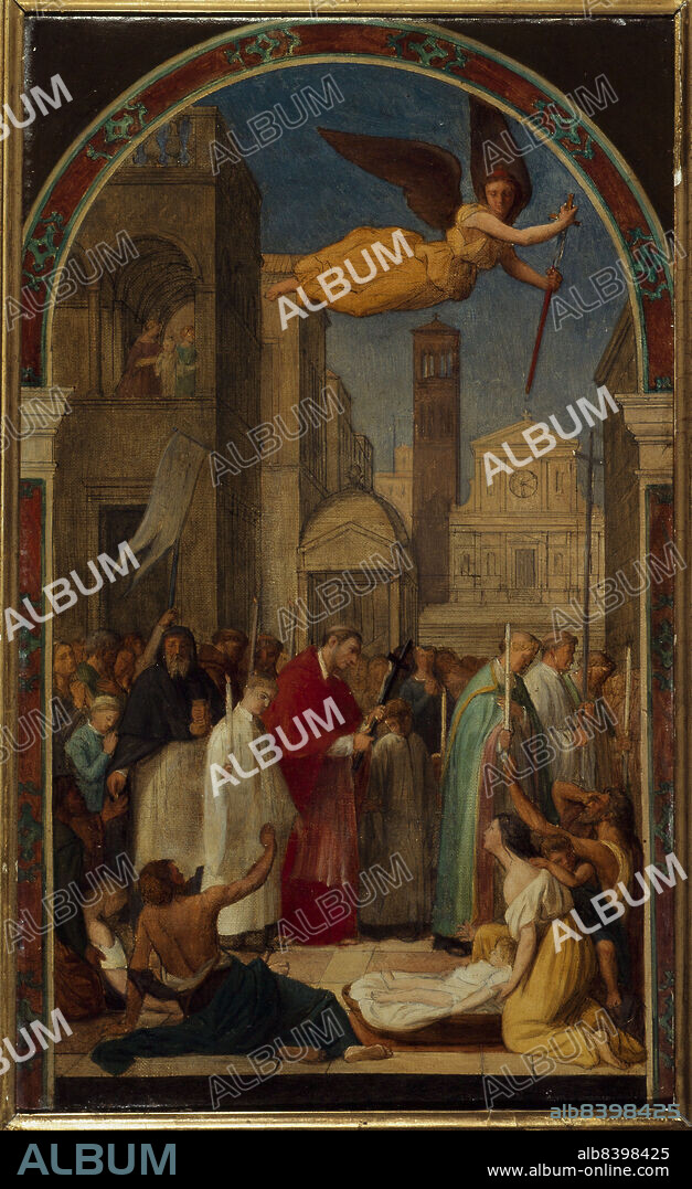 PIERRE-AUGUSTE PICHON. Procession de saint Charles Borromée pendant la peste de Milan. Esquisse pour la peinture murale de l'église Saint-Sulpice, 1861.