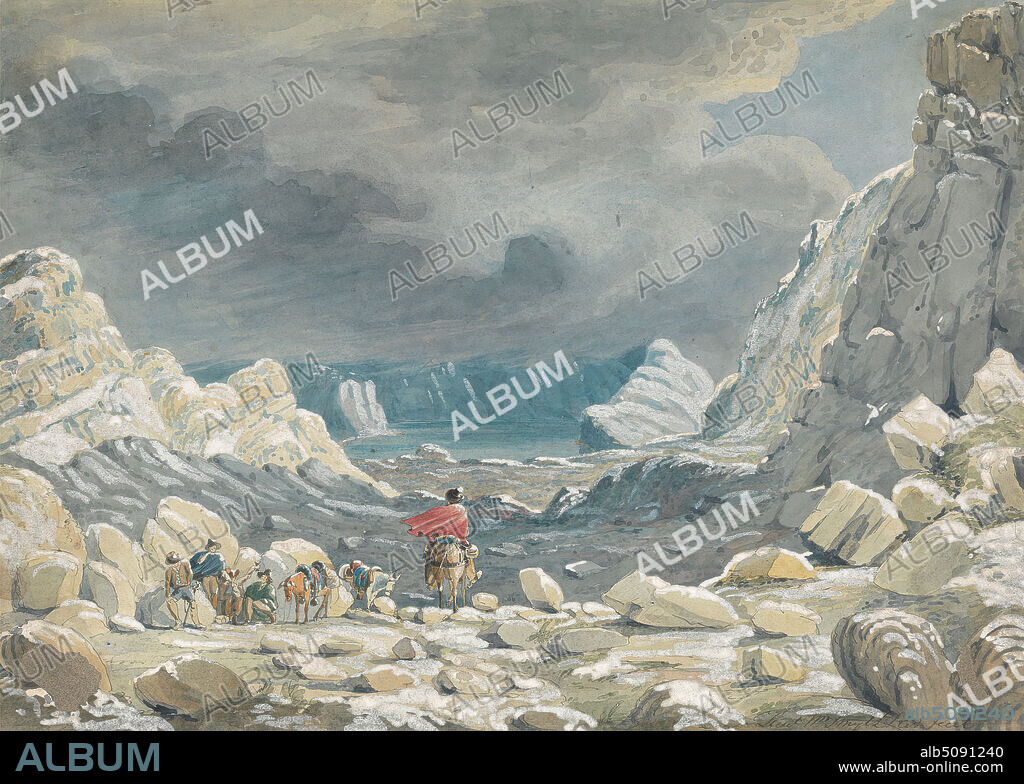 Pass through the Andes, Lt. William Smyth, 18131878, undated, Watercolor, pen and black ink, white gouache, and graphite on medium, slightly textured, beige wove paper, Sheet: 10 3/16 x 14 1/8in. (25.9 x 35.9cm) and Sheet: 10 1/8 × 14 1/8 inches (25.7 × 35.9 cm).