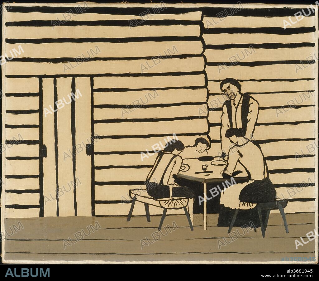 Family Supper. Artist: Horace Pippin (American, West Chester, Pennsylvania 1888-1946 West Chester, Pennsylvania). Dimensions: 18 x 22 in. (45.7 x 55.9 cm). Date: 1946.