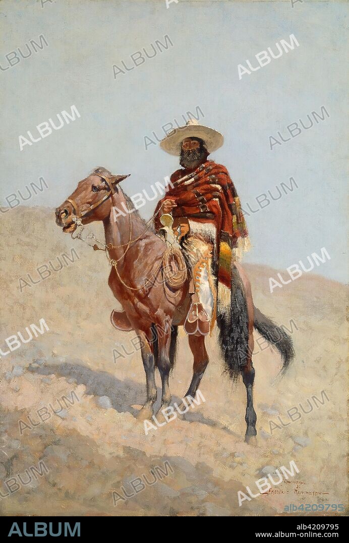 A Mexican Vaquero. Frederic Remington; American, 1861-1909. Date: 1890. Dimensions: 82.6 × 58.4 cm (32 1/2 × 23 in.). Oil on canvas. Origin: New York.