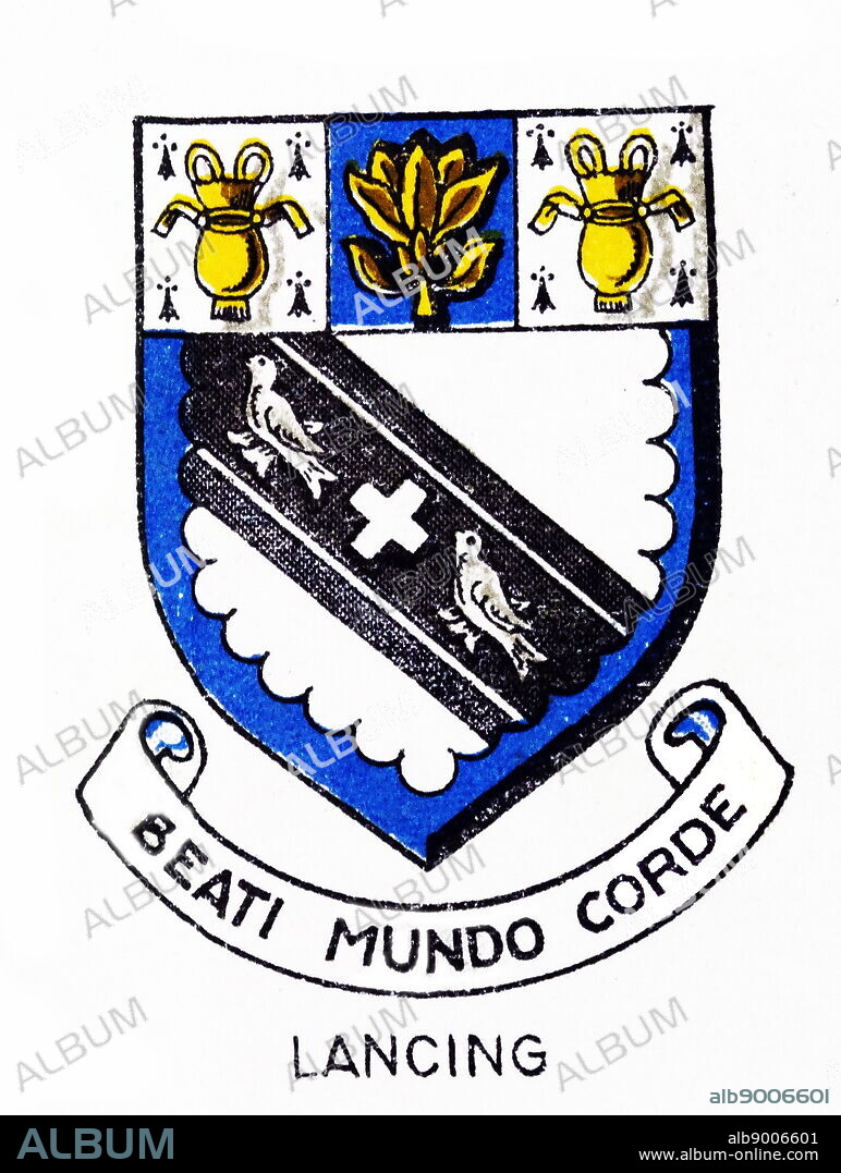Emblem of Lancing College, Lancing, West Sussex. Lancing College is a co-educational English independent school in the British public school tradition, founded in 1848 by Nathaniel Woodard.