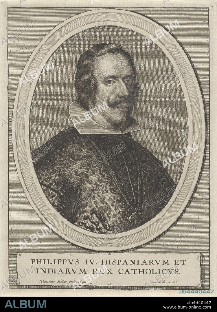 Portrait of Philip IV, King of Spain, Philip IV (King of Spain), Wenceslaus Hollar (mentioned on object), Antwerp, 1652 and/or 1652 - 1678, paper, etching, h 230 mm × w 167 mm.