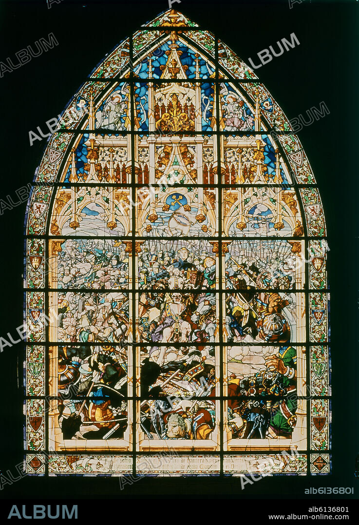 BATALLA DE LAS NAVAS DE TOLOSA CON SANCHO VII EL FUERTE - VIDRIERA - PRINCIPIOS SIGLO XX.