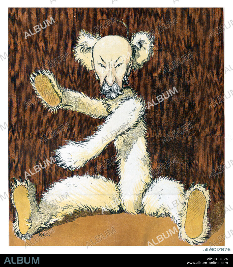 The Charlie bear by Udo Keppler, 1872-1956, artist. 1907. Illustration shows Charles W. Fairbanks as a teddy bear.