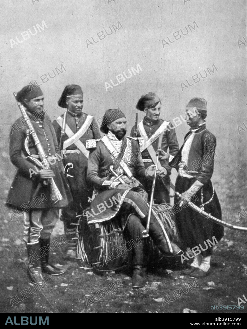 Isma'il Pasha, Khedive of Egypt, c1860s. Portrait of Isma'il Pasha, known as Ismail the Magnificent (1830-1895), with retainers.