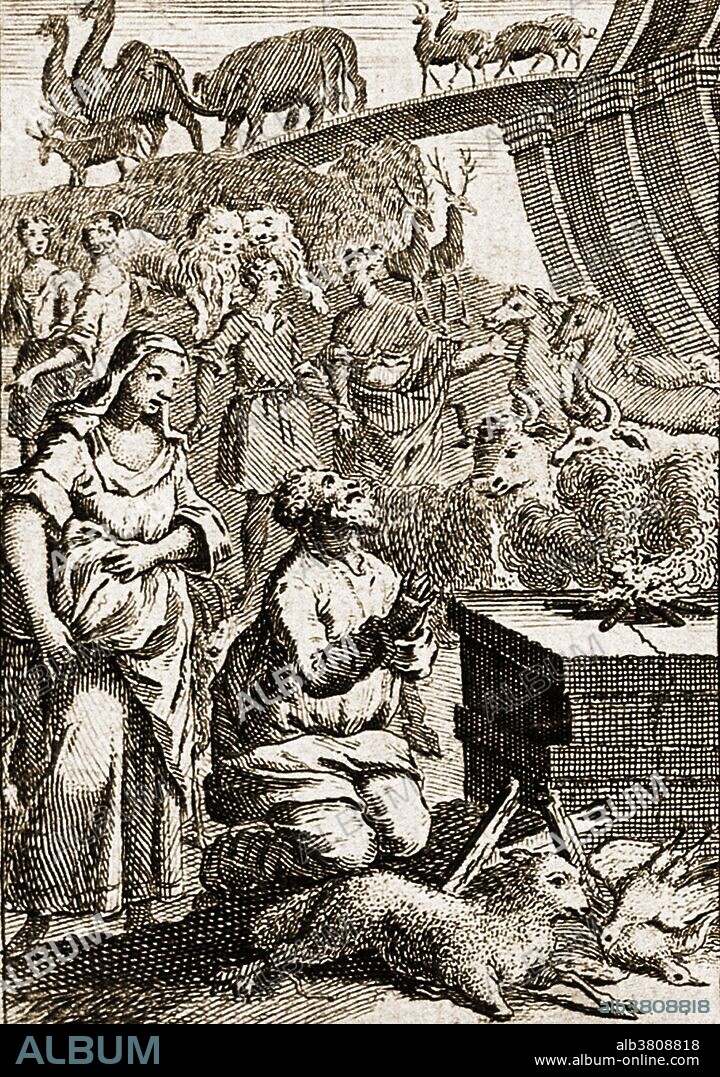 Noah preparing his first sacrifice after the Flood. Etching by J. Culell. Noah was the tenth and last of the antediluvian (pre-flood) Patriarchs. The story of Noah and the Ark is told in the Genesis flood narrative, and also told in Sura 71 of the Quran. In Noah's 600th year, God, saddened at the wickedness of mankind, sent a great deluge to destroy all life, but God instructed Noah to build an ark and save a remnant of life. After the Flood, Noah offered a sacrifice to God, who promised never again to destroy all life on Earth by flood (the Noahic covenant).