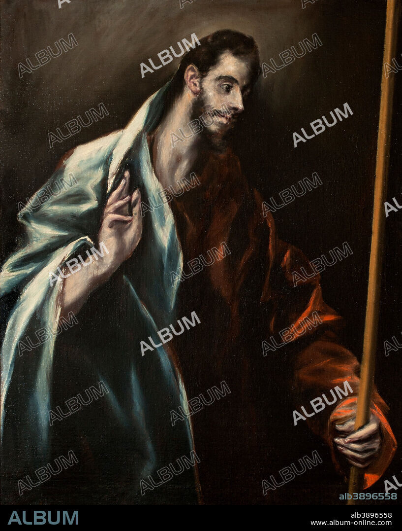EL GRECO. Santo Tomás Apóstol / Apostle St Thomas. Date/Period: Between 1610 and 1614. Painting. Oil on canvas. Height: 80 cm (31.4 in); Width: 100 cm (39.3 in).