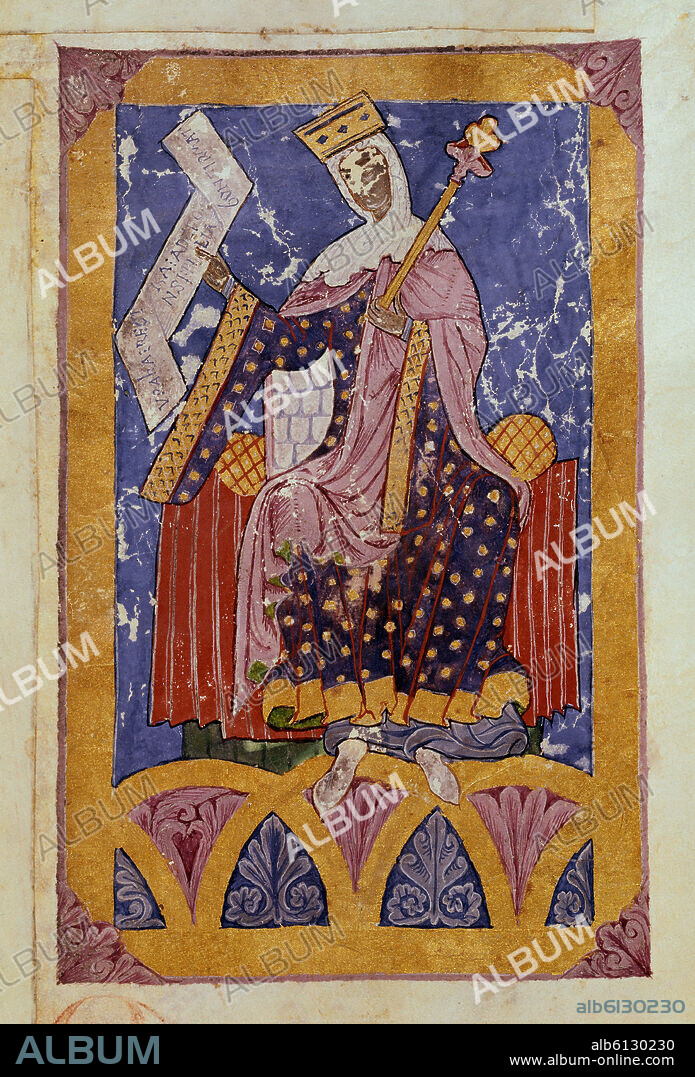 TUMBO A - FOL 31 - MINIATURA DE URRACA I HIJA DE ALFONSO VI Y REINA DE CASTILLA LEON (1109-1126) - SIGLO XII.