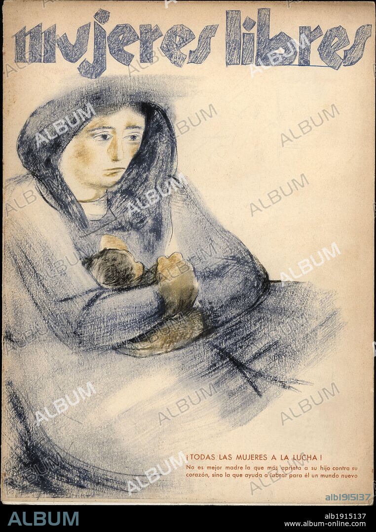 España. Guerra civil (1936-1939). Portada de la revista Mujeres libres. Barcelona, mayo de 1938.