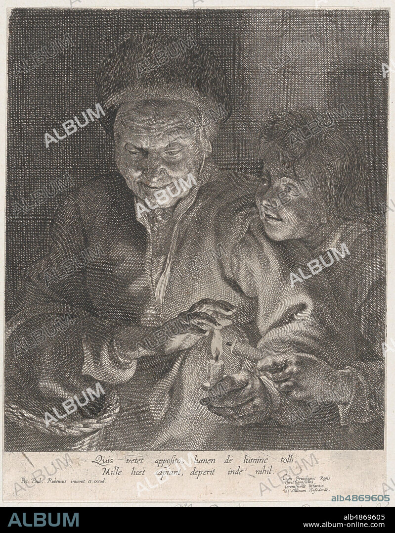 Old woman and a boy with candles, ca. 1620-30. Possibly by Paulus Pontius or Lucas Vorsterman I.