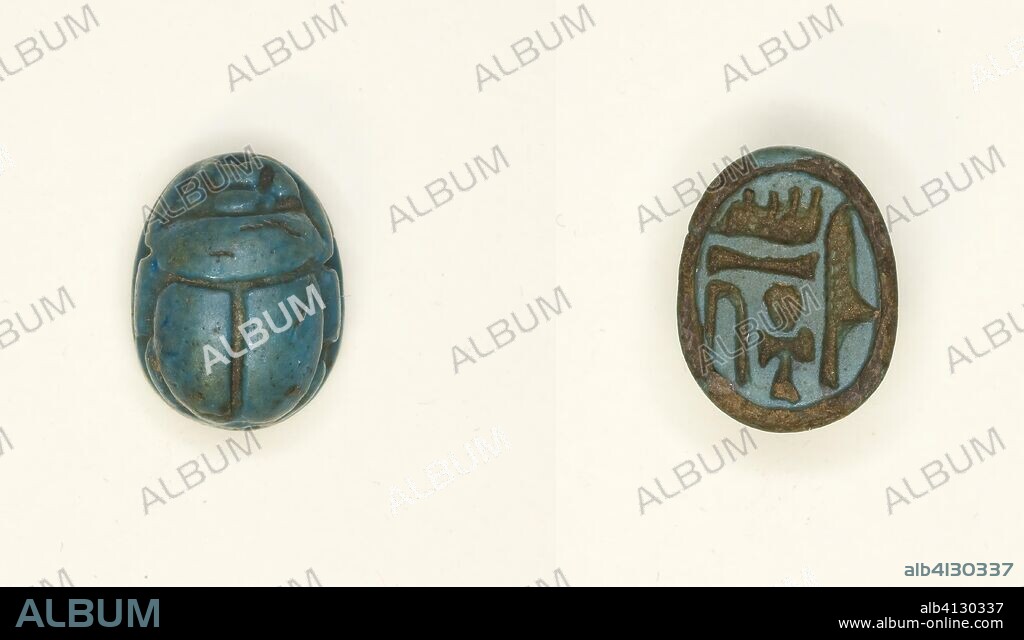 ANCIENT EGYPTIAN. Scarab: Ankhesenamun. Egyptian. Date: 1336 BC-1327 BC. Dimensions: 1.3 × 1 × 0.6 cm (1/2 × 3/8 × 1/4 in.). Faience. Origin: Egypt.