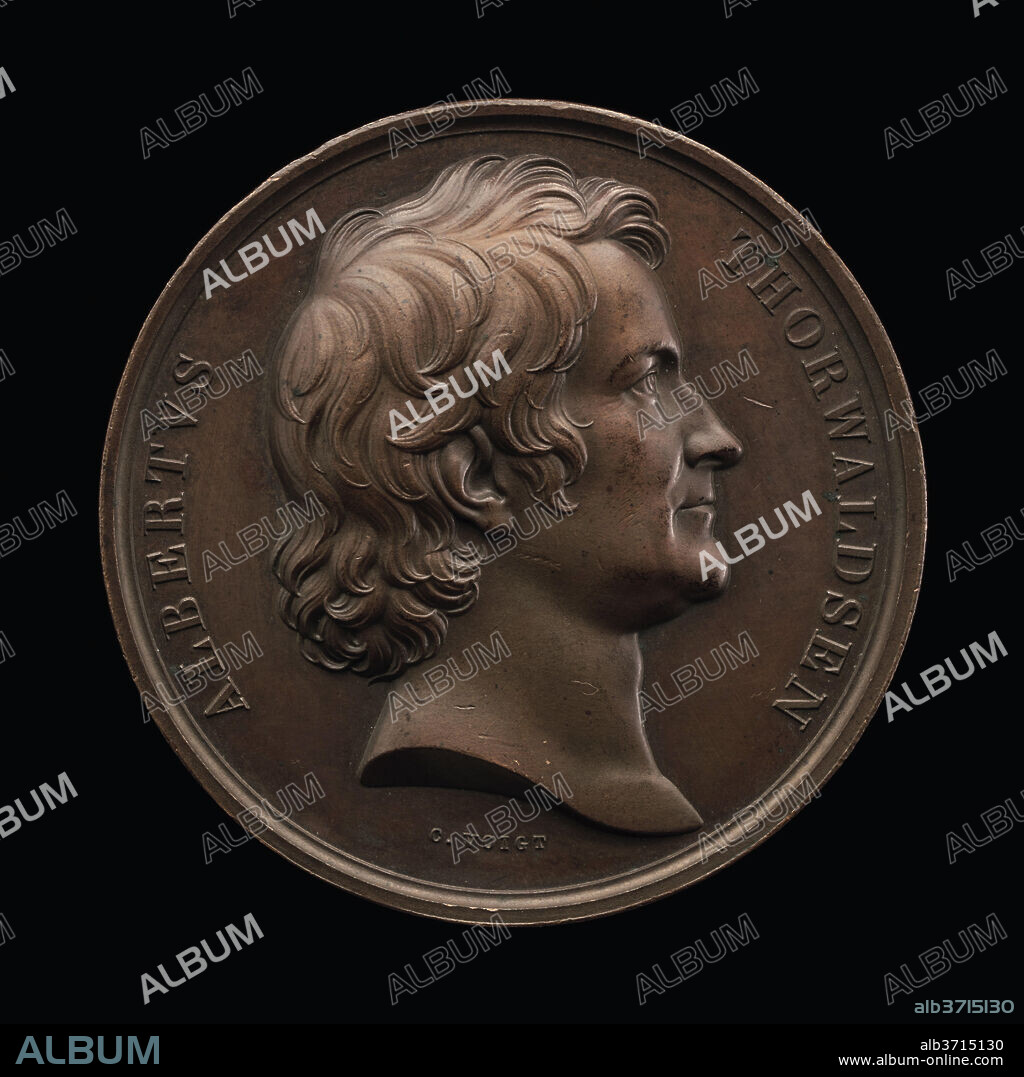 KARL FRIEDRICH VOIGT. Bertel Thorvaldsen, 1770-1844, Sculptor [obverse]. Dated: 1837. Dimensions: overall (diameter): 4.55 cm (1 13/16 in.). Medium: bronze.