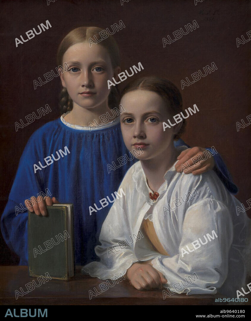 CONSTANTIN HANSEN. Meta Magdalene Hammerich and the Artist's Daughter Kristiane Konstantin Hansen;Two Young Girls, 1861.