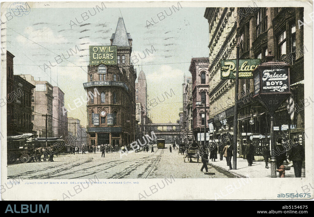 Junction of Main and Delaware Streets, Kansas City, Mo., still image, Postcards, 1898 - 1931.