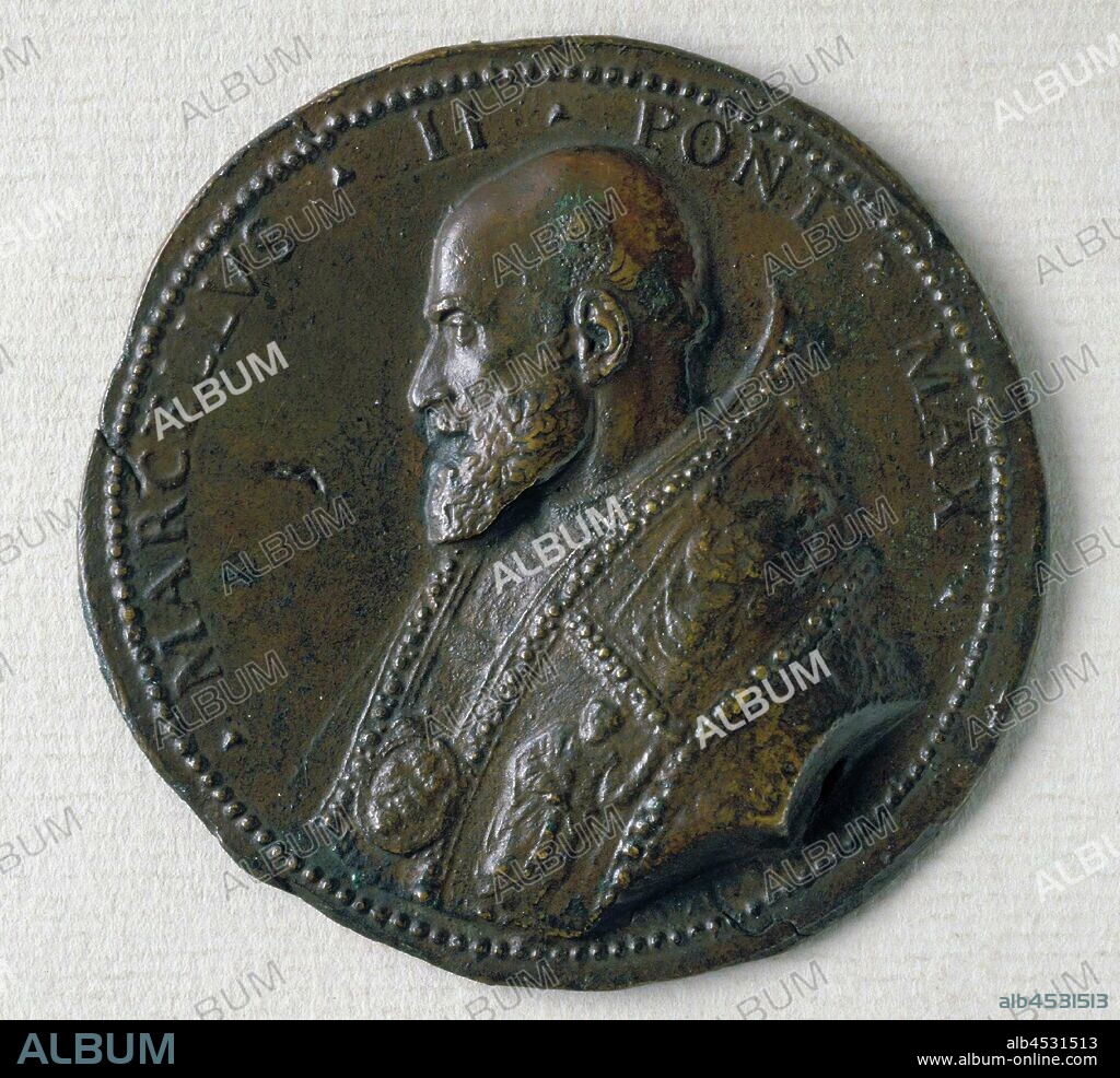 Giovanni Antonio de Rossi, Italian, 1517-1575, Pope Marcellus II, 16th Century, Bronze cast, Diameter: 3 in.