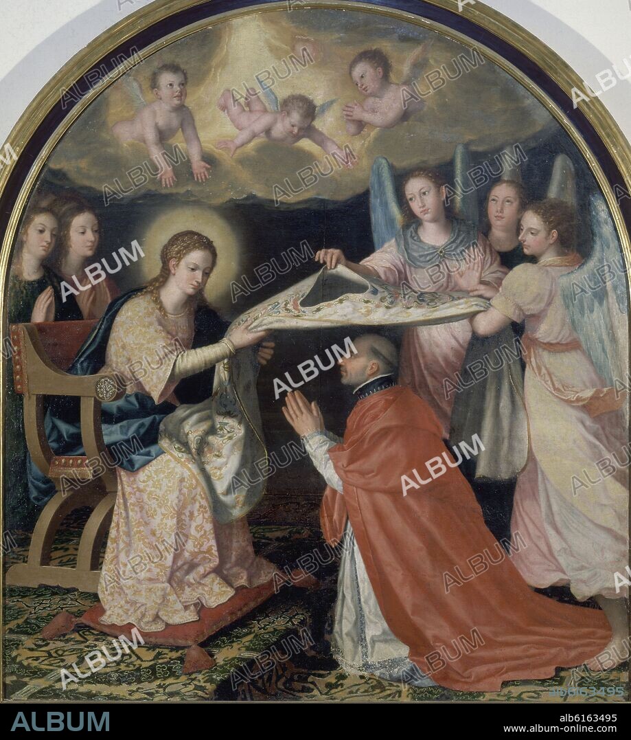 JUAN SANCHEZ COTAN (1560-1627). IMPOSICION DE LA CASULLA A SAN ILDEFONSO - SIGLO XVII - BARROCO ESPAÑOL.