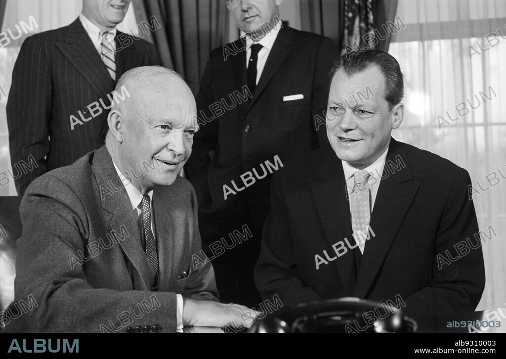 U.S. President Dwight Eisenhower with Willy Brandt, mayor of West Berlin, Washington, D.C., USA, Warren K. Leffler, US News & World Report Magazine Collection, February 11, 1959.