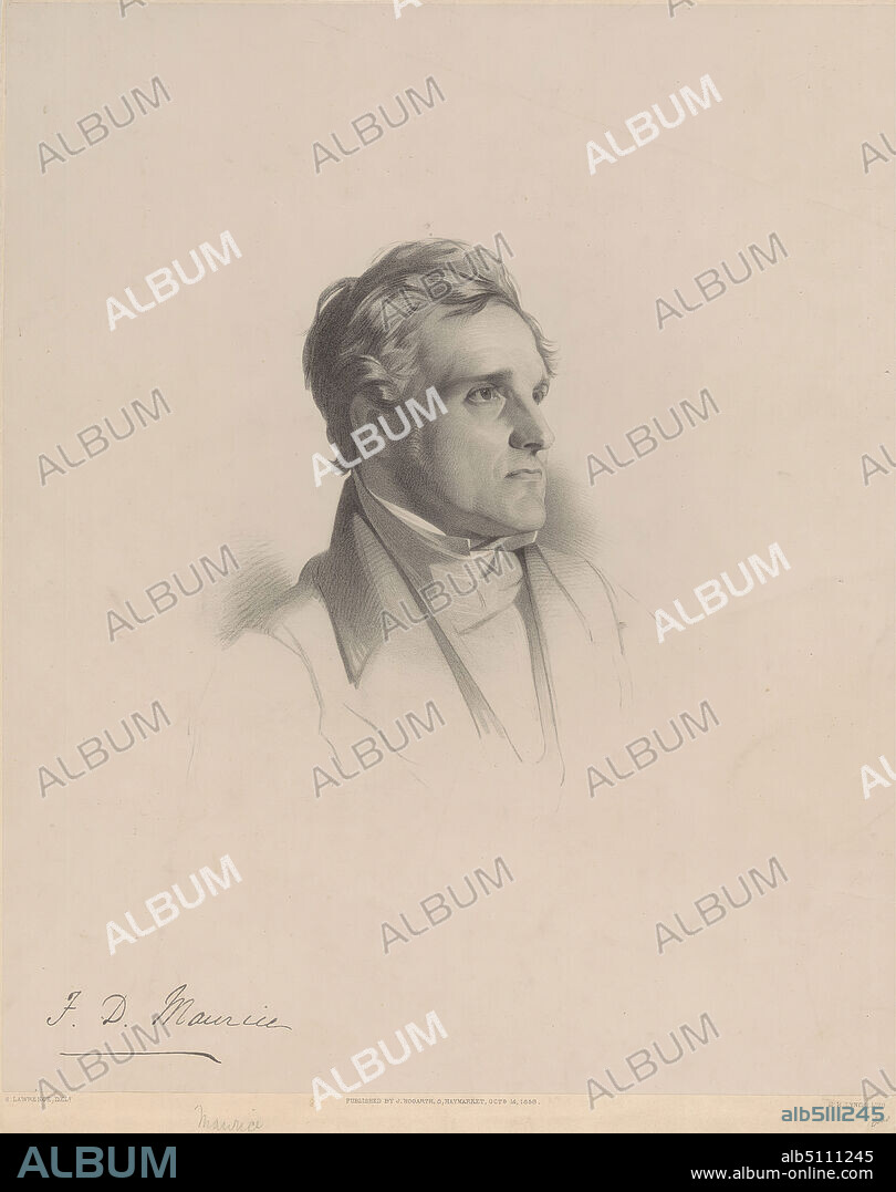 The Reverend John Frederick Denison Maurice, Print made by James Henry Lynch, active 1815, died 1868, British, 1858, Lithograph on medium, slightly textured, cream wove paper.