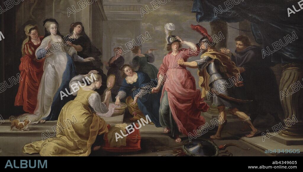 Aquiles descubierto por Ulises. Anónimo. Escuela flamenca, siglo XVII. Óleo sobre cobre. Museo de Bellas Artes. La Coruña. Galicia. España.