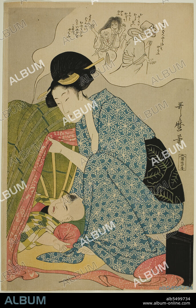 KITAGAWA UTAMARO. Child's nightmare of ghosts, Japan, c. 1800/01.