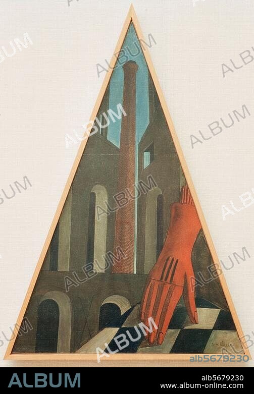 GIORGIO DE CHIRICO. Chirico, Giorgio de. 1888-1978. "L'enigma della fatalità" (The Enigma of Fatality), 1914. Oil on canvas, 138 × 95.5cm. Loan of the Emanuel Hoffmann Foundation. Basel, Öffentliche Kunstsammlung.