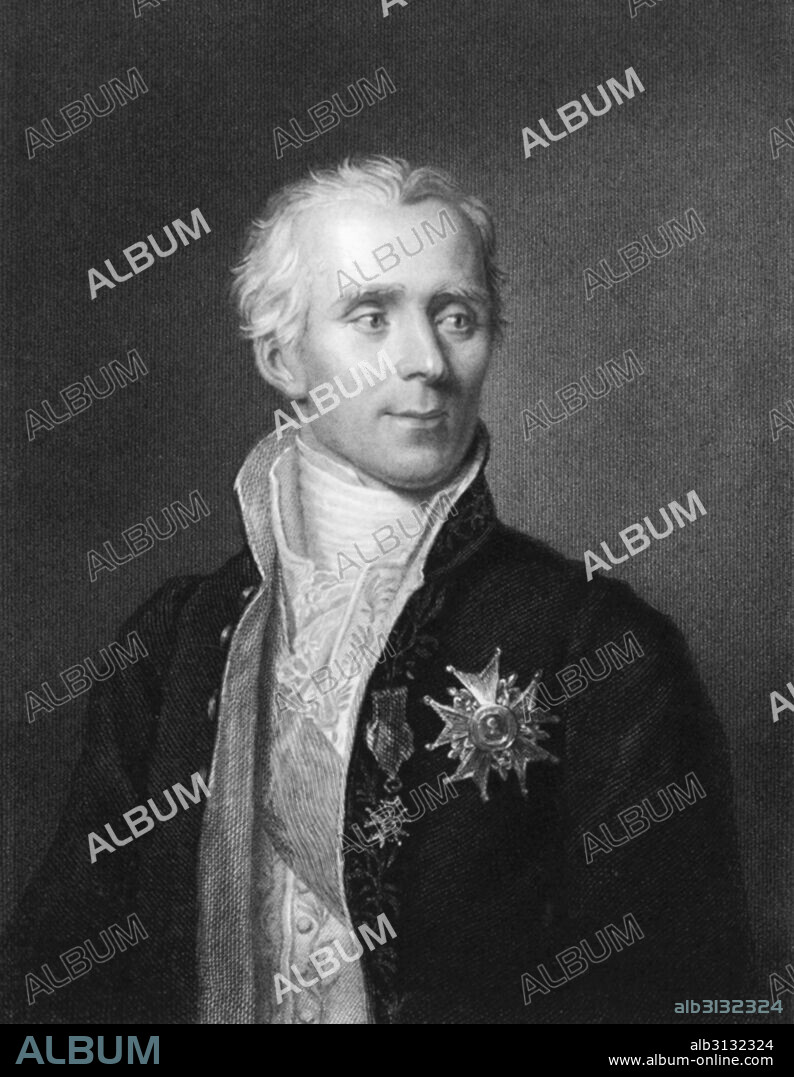 Paris, France:  c.  1790 An engraving of noted astronomer and mathematician Pierre-Simon Laplace.