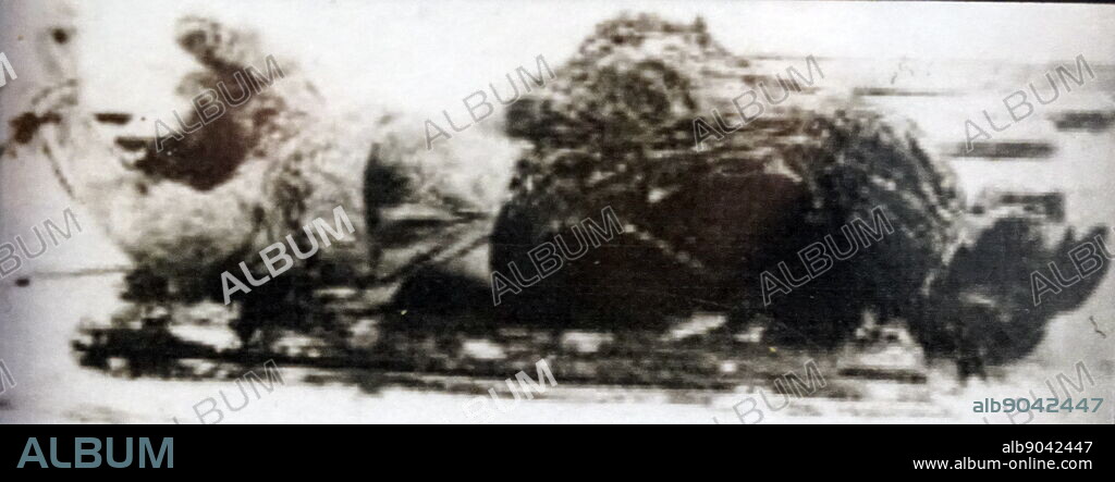 Photograph of the corpse of Grigori Rasputin. Grigori Yefimovich Rasputin (1869-1916) a Russian mystic and self-proclaimed holy-man, who had great influence in late Imperial Russia.
