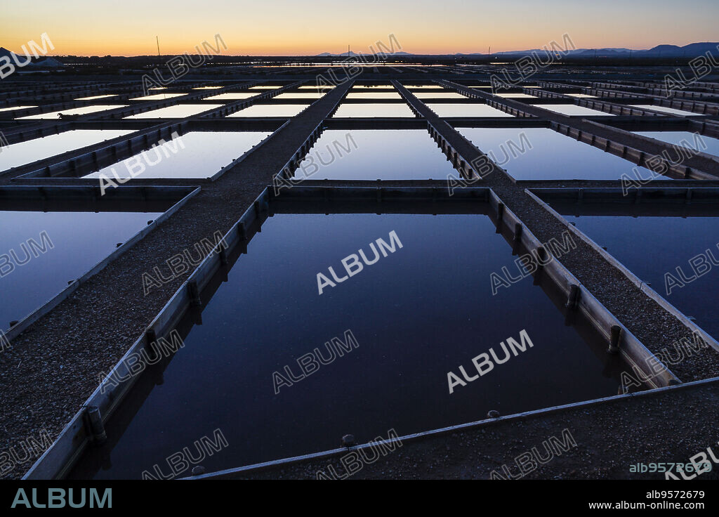 sunset, salinas de Levante, Salobrar de Campos, Ses Salines,,Mallorca, balearic islands, spain, europe.