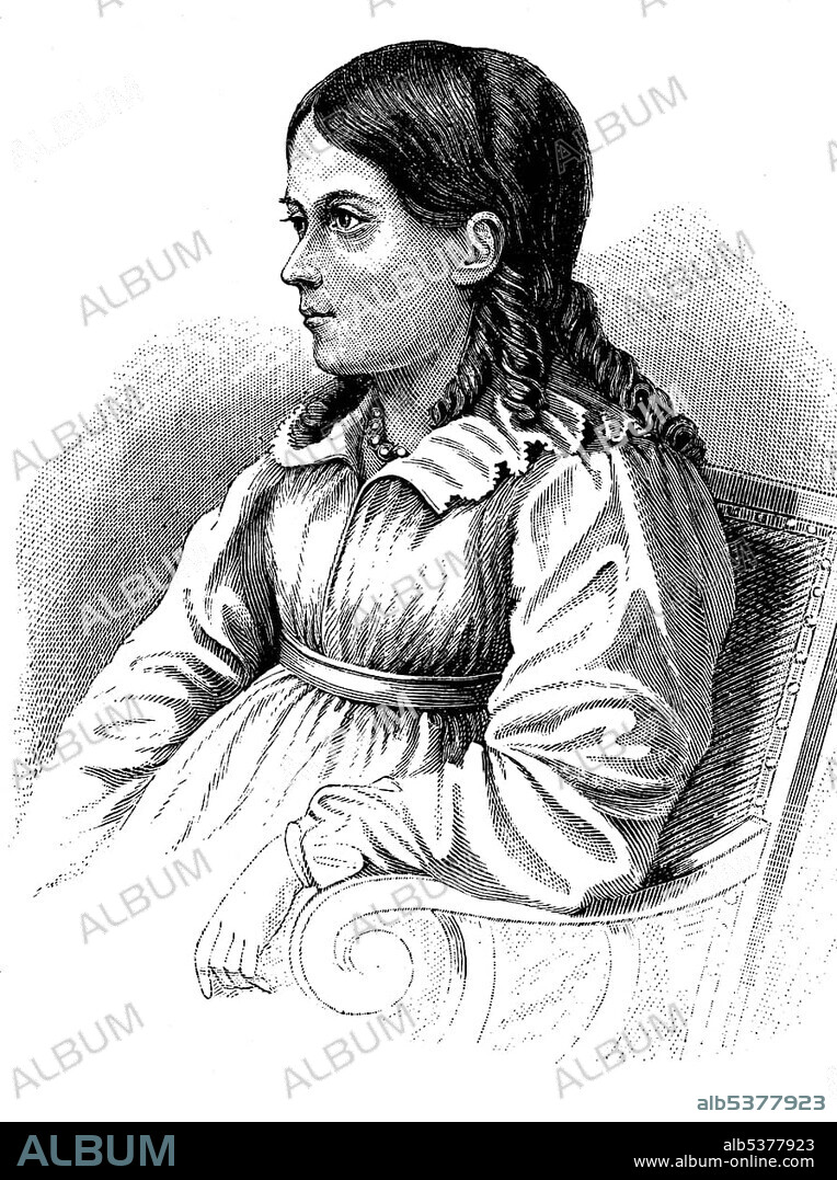 Bettina von Arnim, born Elisabeth Catharina Ludovica Magdalena Brentano, also known as Bettine, 1785 - 1859, German writer and notable representative of German romanticism, wood engraving, 1880