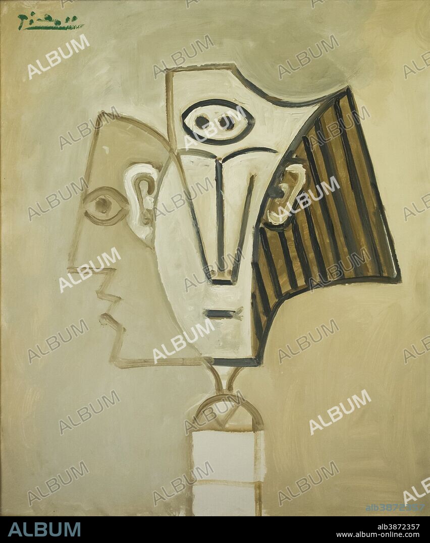 PABLO PICASSO. PICASSO, PABLO RUIZ, "CABEZA DE MUJER", LA MEDITERRANEA, (1957) GALERIA DE  ARTE MODERNO DE MILÁN.