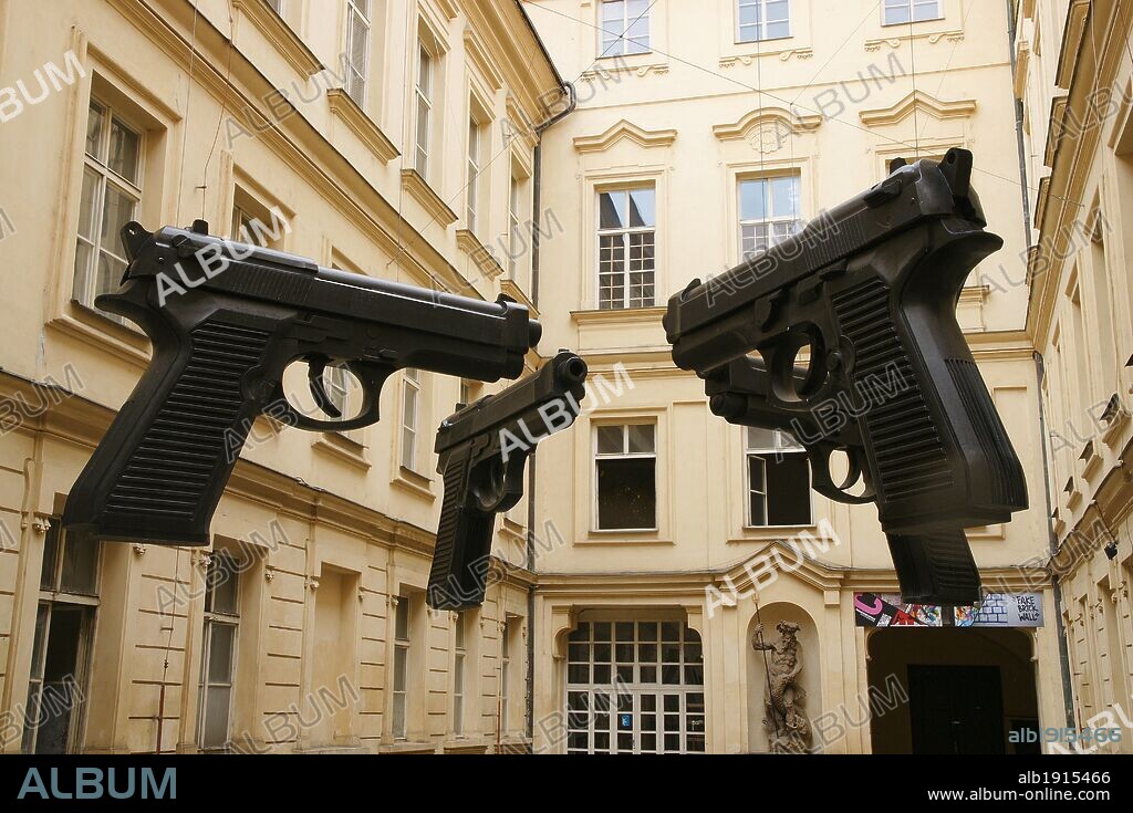 Guns sculptures by Czech artist David Cerny (b. 1967). Artbanka Museum of Young Art. Prague. Czech Republic.