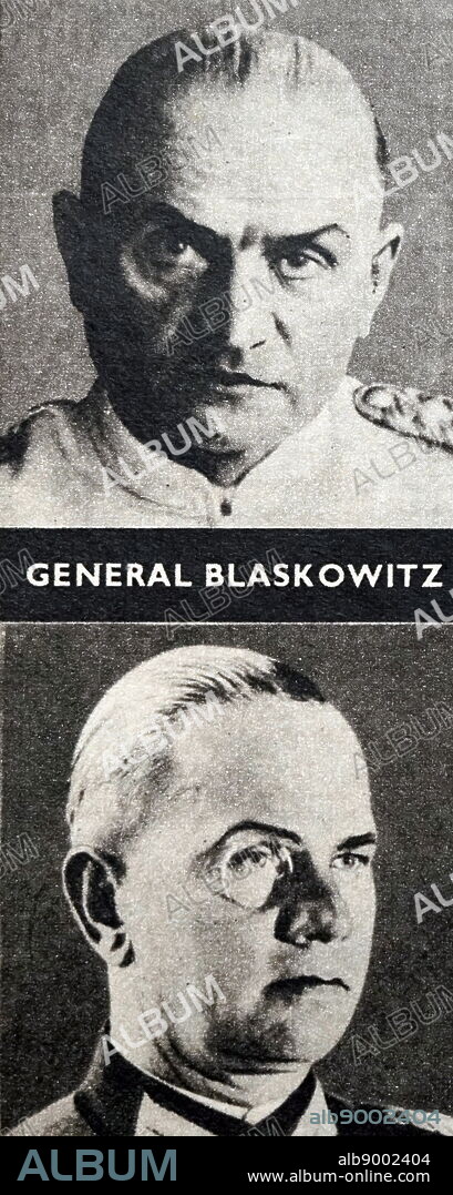 General Blaskowitz. Johannes Albrecht Blaskowitz (10 July 1883 - 5 February 1948) was a German general during World War II and recipient of the Knight's Cross of the Iron Cross with Oak Leaves and Swords. Blaskowitz led the 8th Army during the Invasion of Poland and was the Commander in Chief of Occupied Poland from 1939 to 1940; he had written several memoranda for the German High Command protesting the SS atrocities and handed out death sentences to members of the SS for crimes against the civilian population. He was dismissed, but then re-appointed. After the war, he was charged with war crimes in the High Command Trial at Nuremberg. While in custody facing trial he died on 5 February 1948, purportedly of suicide. He was posthumously acquitted on all counts.