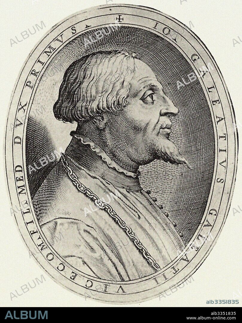 ANTONIO CAMPI. Portrait of Gian Galeazzo Visconti, the first Duke of Milan. Illustration for "Cremona fedelissima".