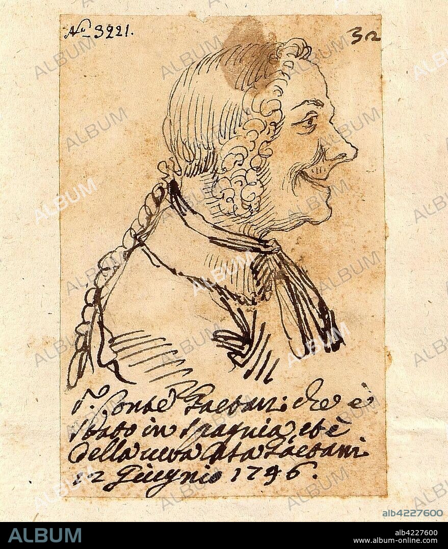 PIER LEONE GHEZZI. 'Caricature Head of a Smiling Man'. Italy, 1746. Dimensions: 8,9x6 cm.