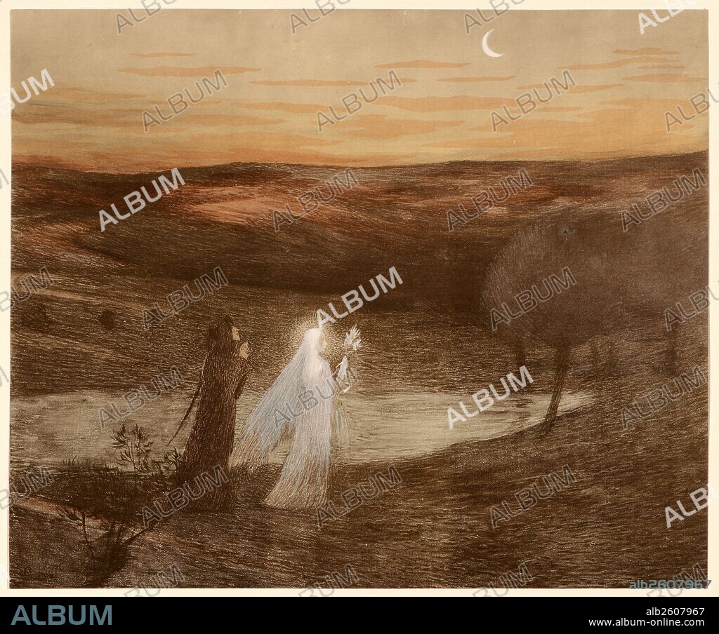 Henri Jean Guillaume Martin (French, 1860 - 1943). Dante Rencontre Béatrix, ca. 1898. Collotype on wove paper. Sheet: 405 mm x 308 mm (15.94 in. x 12.13 in.).