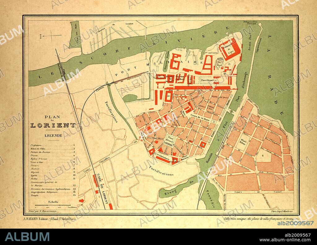 MAP OF LORIENT, FRANCE.