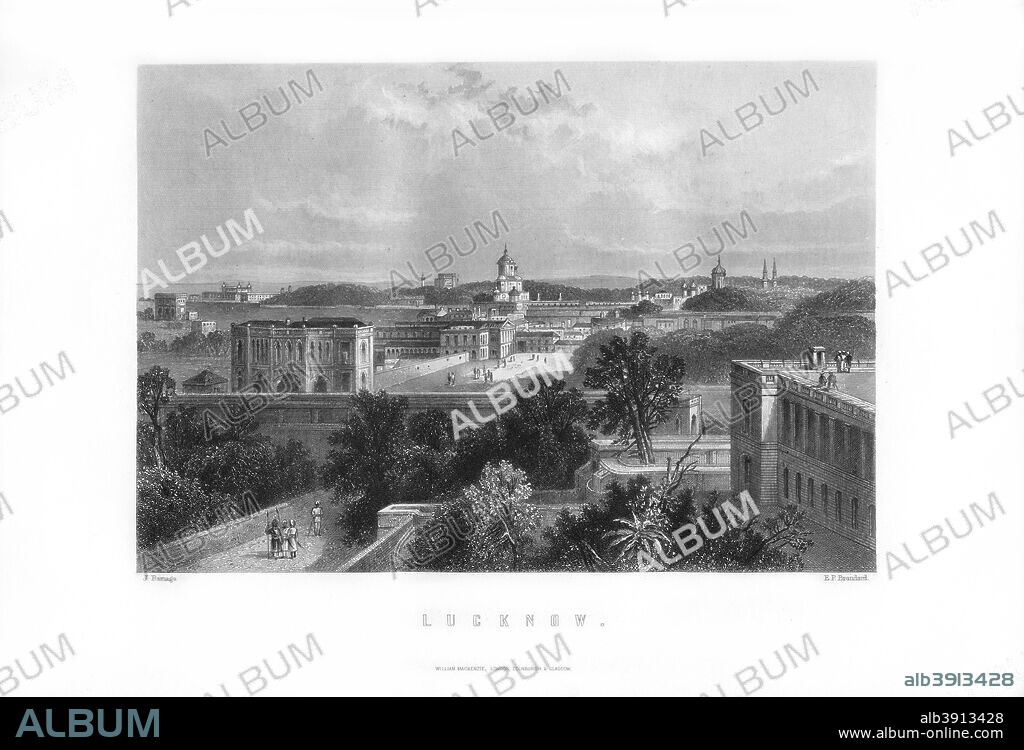 Lucknow, India, 1893. The capital of the state of Oudh, Lucknow was the scene of a famous siege during the Indian Rebellion of 1857, when the British held out for 87 days against the surrounding rebels. An engraving from James Taylor's The Age We Live In: A History of the Nineteenth Century, From the Peace of 1815 to the Present Time, William Mackenzie, (London, 1893).