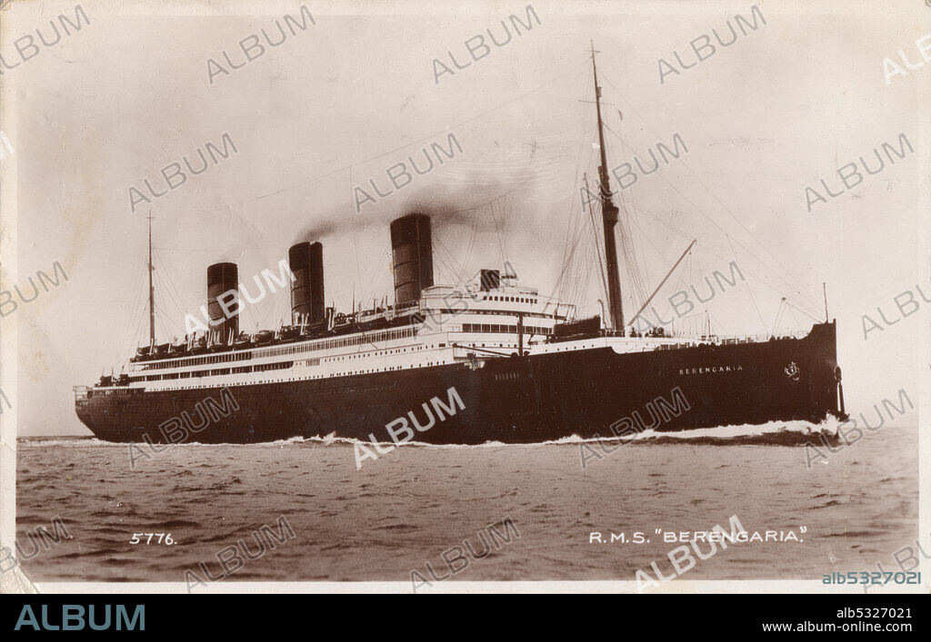 RMS Berengaria, 1932. Originally a German ocean liner named SS Imperator and launched in 1912, Berengaria served as a troopship during the First World War. She was then handed over to the Cunard Line to resume service as a passenger ship.