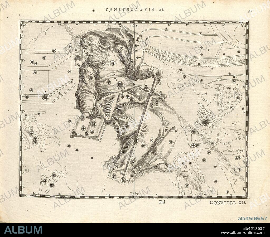 Perseus, Constellation Perseus, Constellatio XI, p. 51, Bayer, Johann; Kager, Johann Matthias; Kilian, Lucas; Schecks, Kaspar, 1627, Julius Schiller: Coelum stellatum christianum (...). Augustae Vindelicorum [Augsburg]: praelo Andreae Apergeri, 1627.