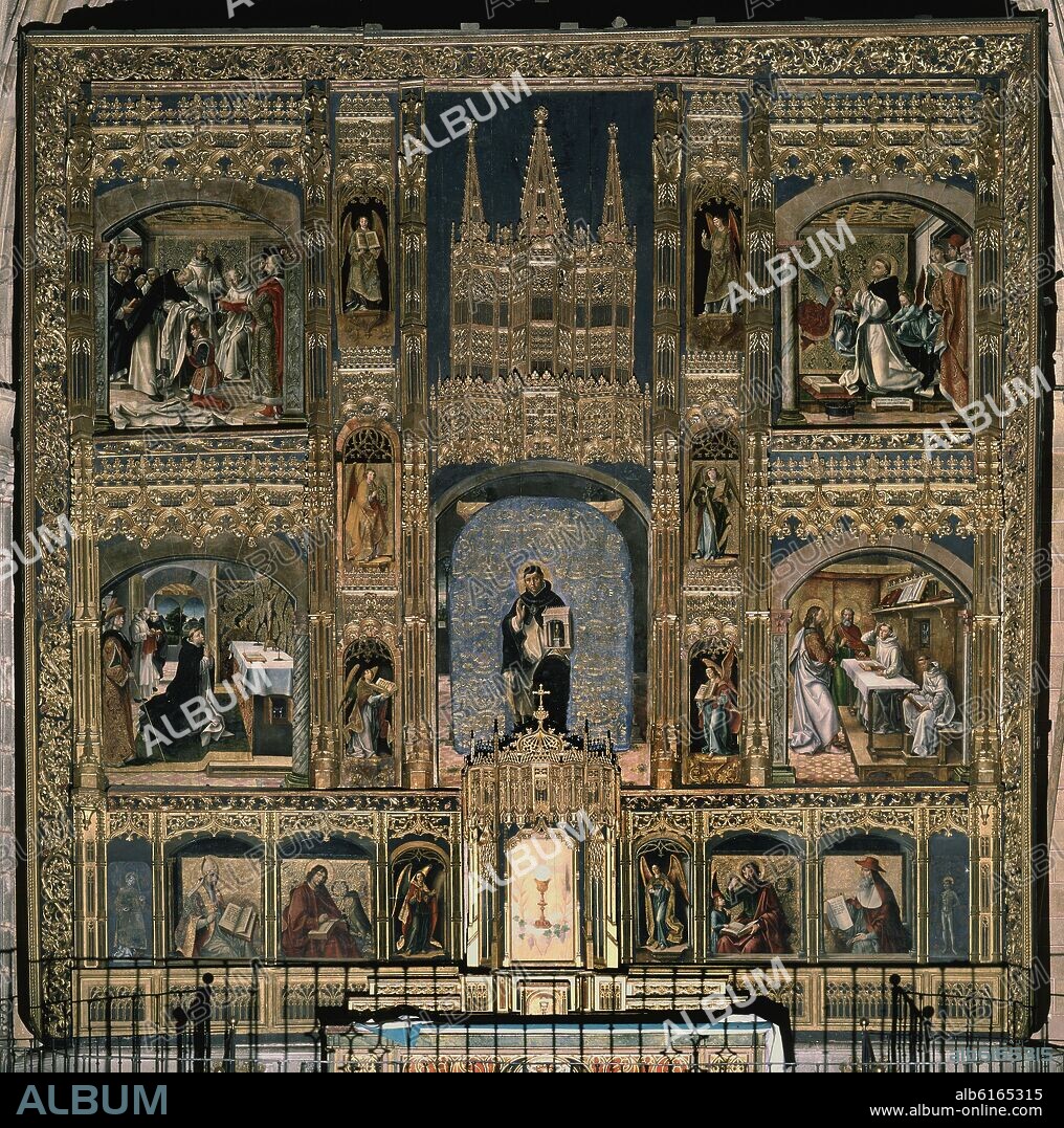 PEDRO BERRUGUETE. RETABLO MAYOR CON LA VIDA DE SANTO TOMAS DE AQUINO.