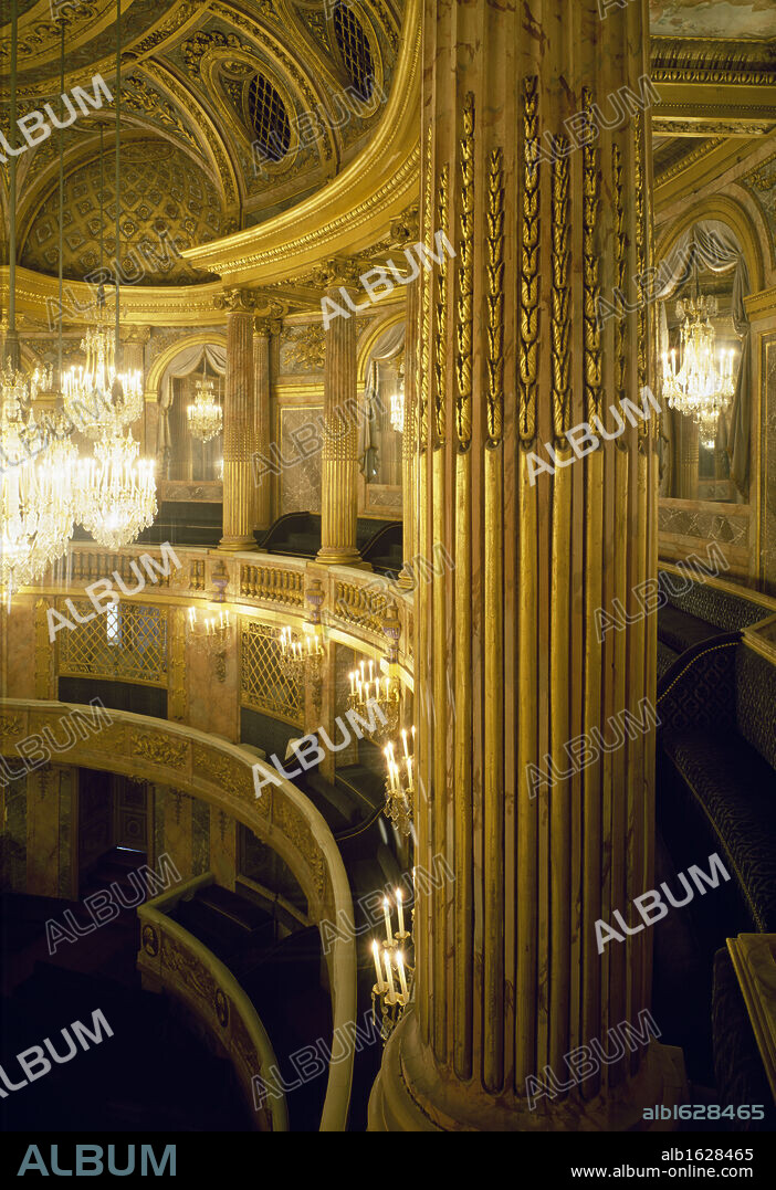 INTERIORS. France,  Versailles,  Palace of Versailles,  King's Box in Opera Room.