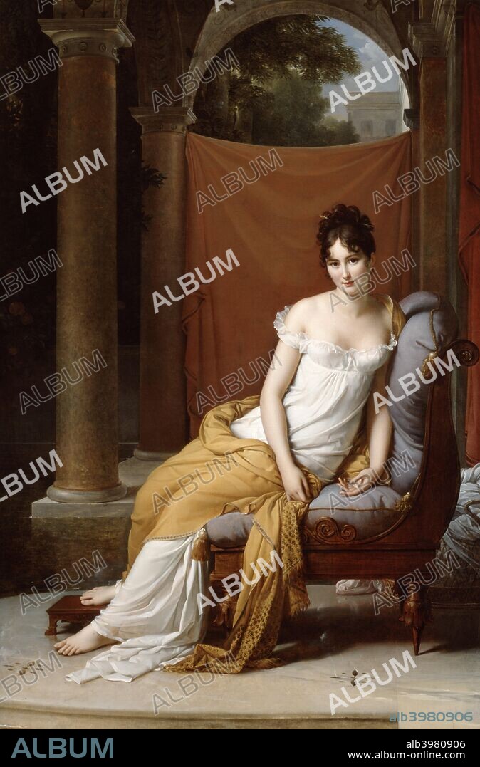 'Portrait of Juliette Recamier', 1805. Jeanne Francoise Julie Adelaide Recamier (1777-1849) was a prominent figure in French literary and political circles in the early 19th century.