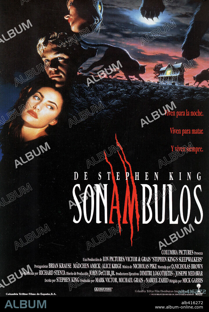 Poster de SONÁMBULOS, 1992 (SLEEPWALKERS), dirigida por MICK GARRIS. Copyright COLUMBIA PICTURES.