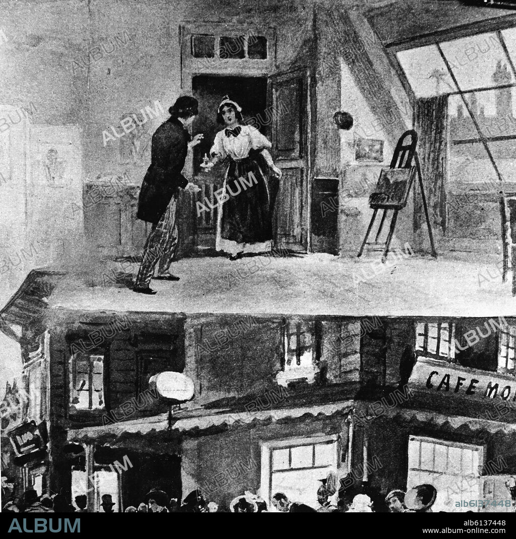 AMATO G. DIBUJO SOBRE LA BOHEME OPERA DE PUCCINI.