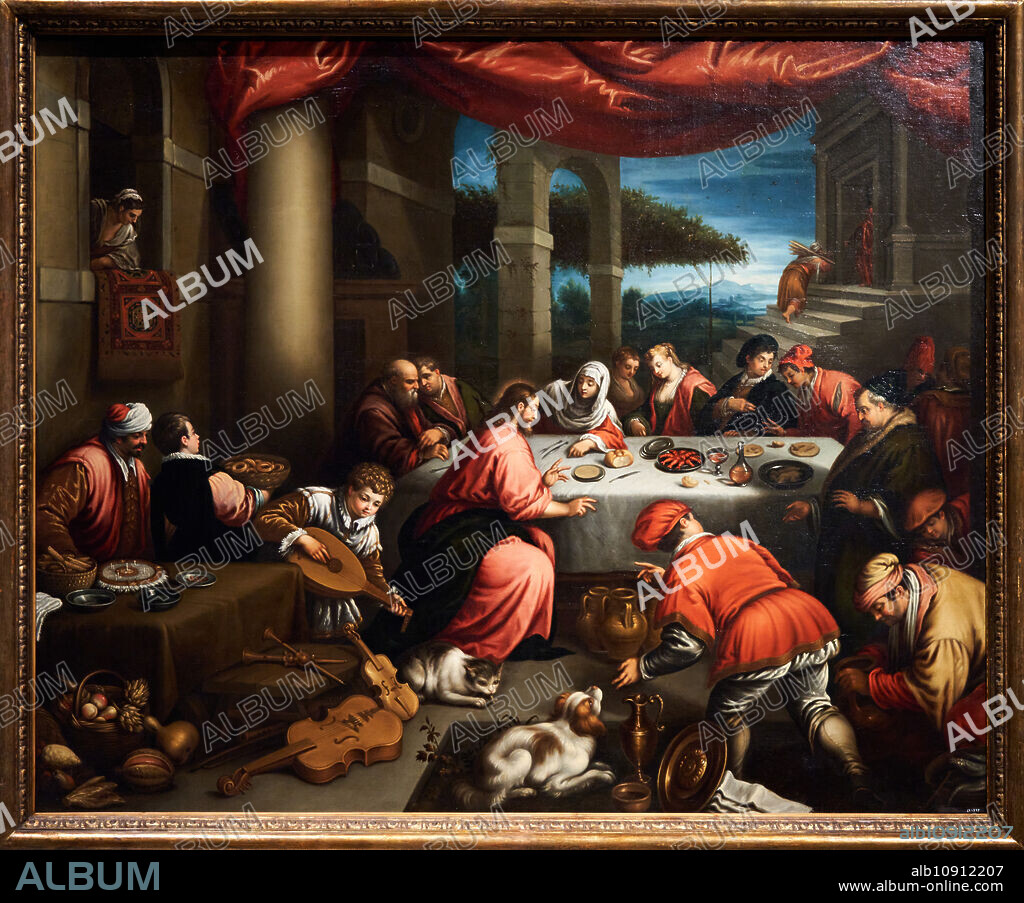 The Wedding at Cana, 1580, Leandro da Ponte, dit «Leandro Bassano»,. (Bassano del Grappa, 1557 - Venècia, 1622), National Museum of Catalan Art, Museu Nacional d'Art de Catalunya, MNAC, Barcelona, Spain, Europe.