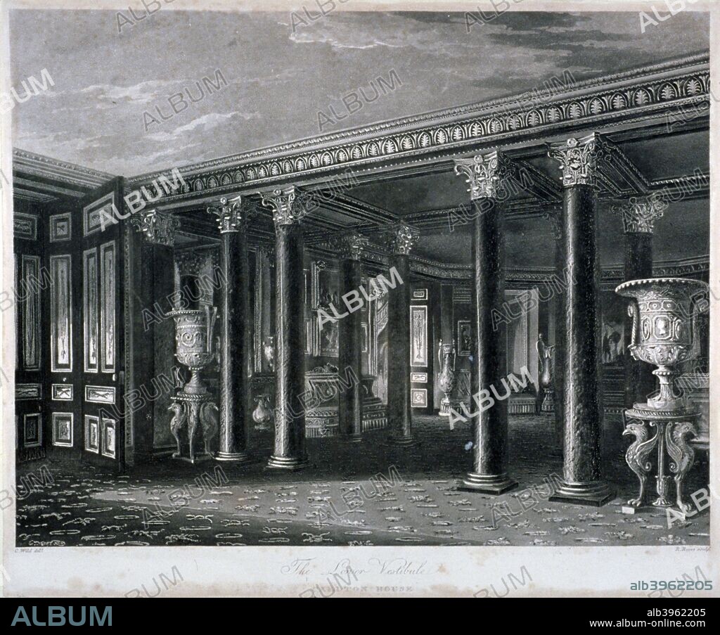 Interior view of the lower vestibule in Carlton House, Westminster, London, 1819.