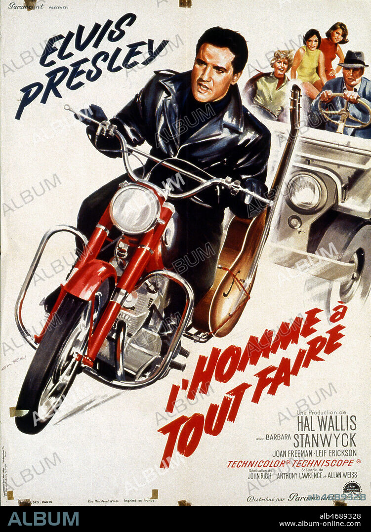 'L'homme a tout faire' Affiche du film illustree par CH. RAU et realise en 1964 par John RICH (NE EN 1925) avec Elvis PRESLEY (1935-1977). Credit : Coll. Perron/KHARBINE-TAPABOR.