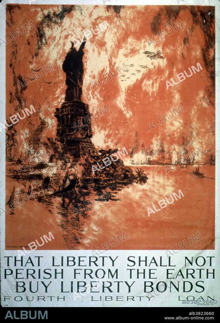 That Liberty Shall Not Perish From The Earth: Buy Liberty Bonds. Fourth Liberty Loan , circa 1918. A Liberty Bond was a war bond that was sold in the United States to support the allied cause in World War I. Subscribing to the bonds became a symbol of patriotic duty in the United States and introduced the idea of financial securities to many citizens for the first time. The Act of Congress which authorized the Liberty Bonds is still used today as the authority under which all U.S. Treasury bonds are issued. The Fourth Liberty Loan offered $6 billion in bonds at 4.25 percent. Through the selling of Liberty bonds, the government raised around $17 billion for the war effort. Considering that there were approximately 100 million Americans during that time, each American, on average, raised $170 on Liberty bonds.