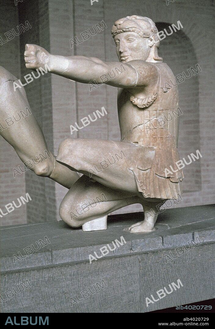 Herakles on the east pediment of the temple of Aphaia at Aegina, 6th century BC.